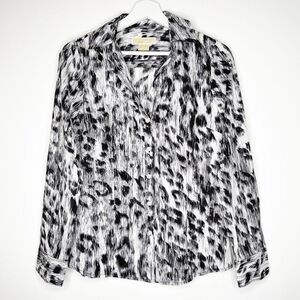 MICHAEL KORS Snow Leopard Button Down Top 